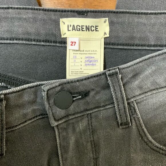 L'AGENCE High Line Skinny Jeans Vintage Grey Destruct size 27 - Picture 4 of 5